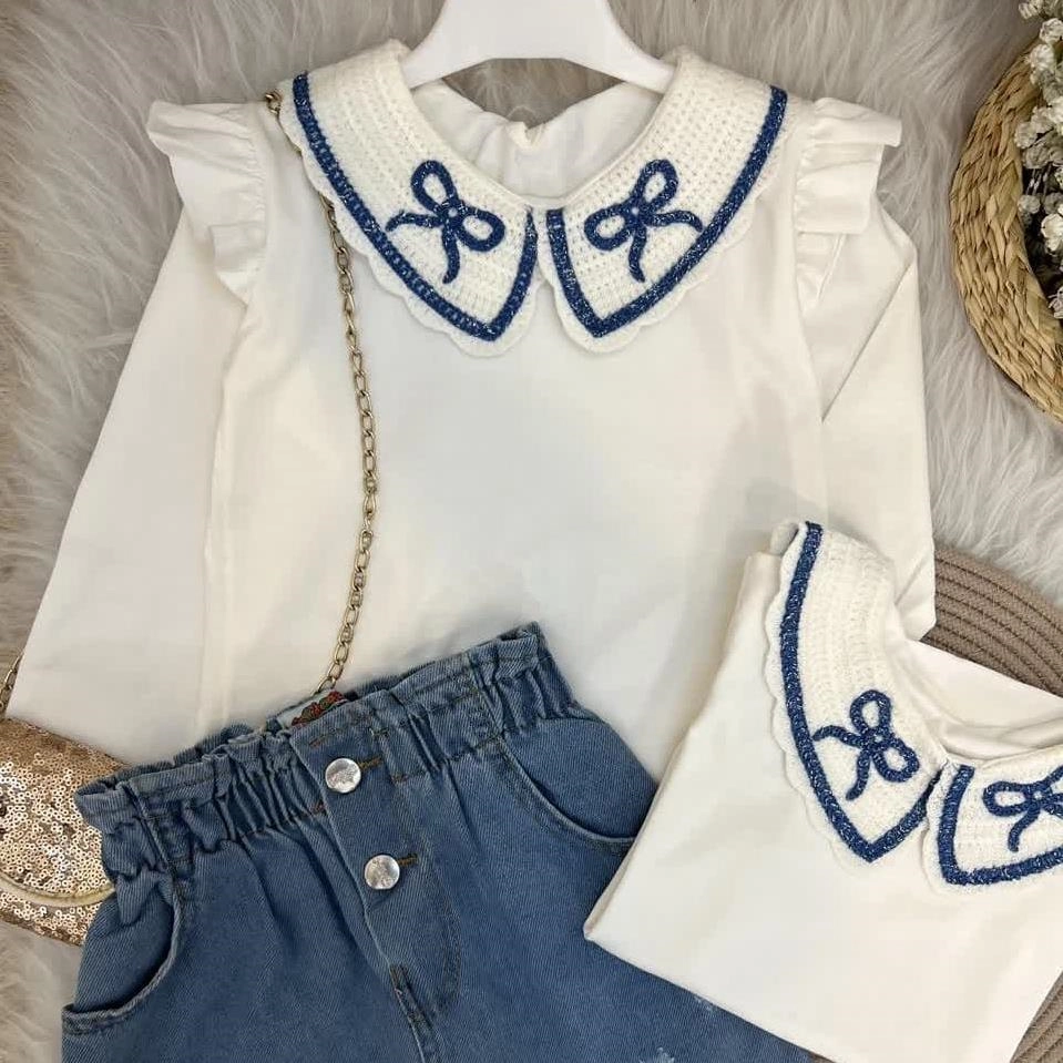 تکرار ست دوتیکه  بلوز یقه قلاب بافی پاپیون و دامن جین ترک کد 6301 eee27e43-ec33-41b6-928f-b5c13ad42e87.jpg