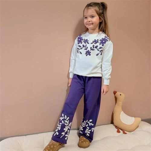 ست دورس شلوار  گلدوزی  3-12سال ترک کد 18945