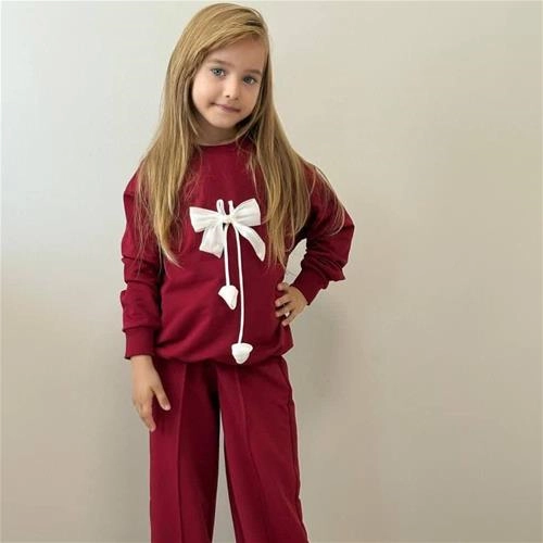 ست دو تیکه دورس شلوار سه نخ پاپیون برجسته5-14سال ترک کد 18449