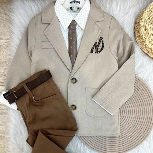 پنج تیکه مجلسی کت استردار کراوات پیراهن شلوار کتان کمربند ترک کد 10349