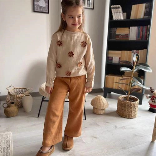 ست دوتیکه موسلین ترک گل برجسته 2-10سال کد 18915