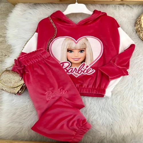 دو تیکه هودی شلوار  باربی مخملی  زارا ترک کد 5239