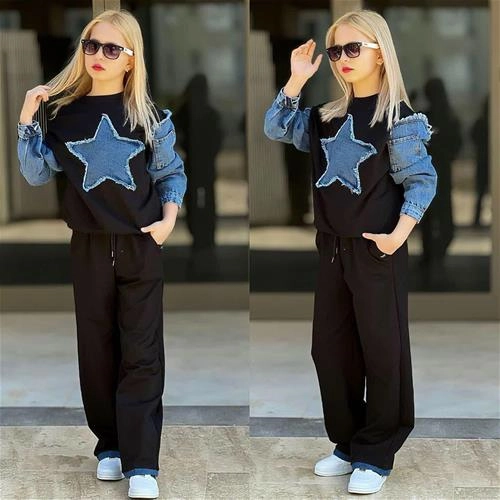 ست دوتیکه جین ستاره ترک 5-14سال کد 18861