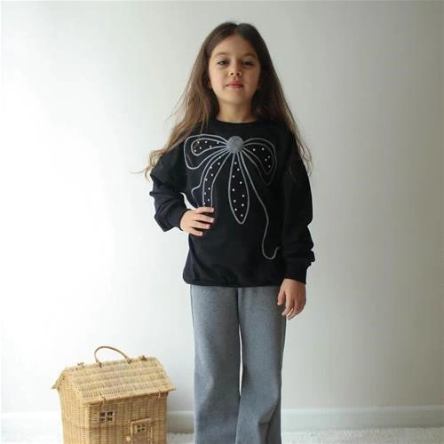 ست دوتیکه دورس شلوار دو نخ فلاور نگین دار پوم دار ترک کد 18900