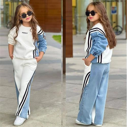 تکرار ست دوتیکه  دورس و شلوار جین ترک 5-14سال کد 18593