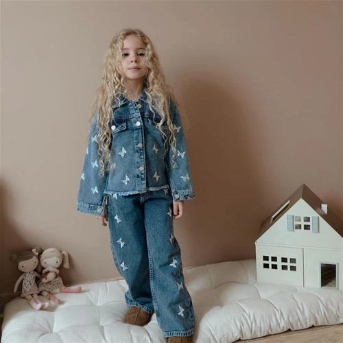 ست دو تیکه کت و شلوار جین پاپیون و پروانه ترک کد 18826