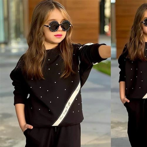 ست دوتیکه مشکی نگین دار ترک 4-15سال  کد 18953