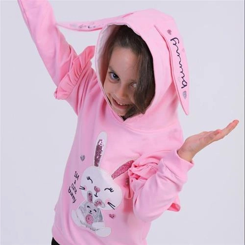 هودی ضخیم پولکی طرح خرگوش دخترانه ترک کد 1872