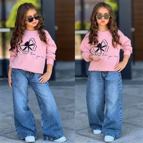 دوتیکه دورس نگین دار و شلوار جین نگین کوب  ترک کد 18586