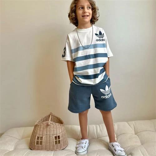 دوتیکه تیشرت شلوارک ادیداس راه راه ترک کد 18065