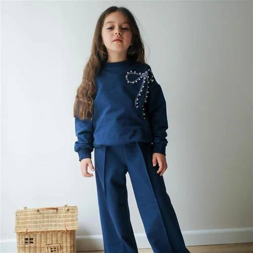 ست دوتیکه دورس شلوار دونخ مروارید پاپیونی جدید ترک کد 18862