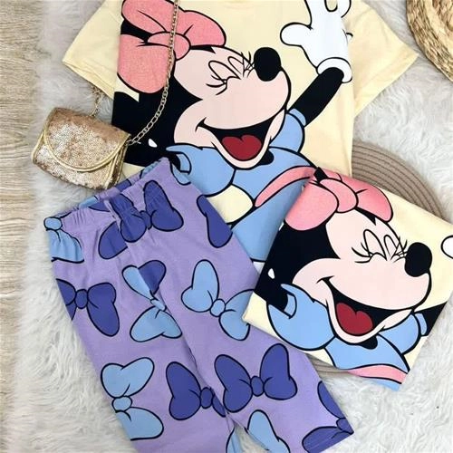 دو تیکه تیشرت شلوارک پاپیونی میکی زارا ترک کد 5967