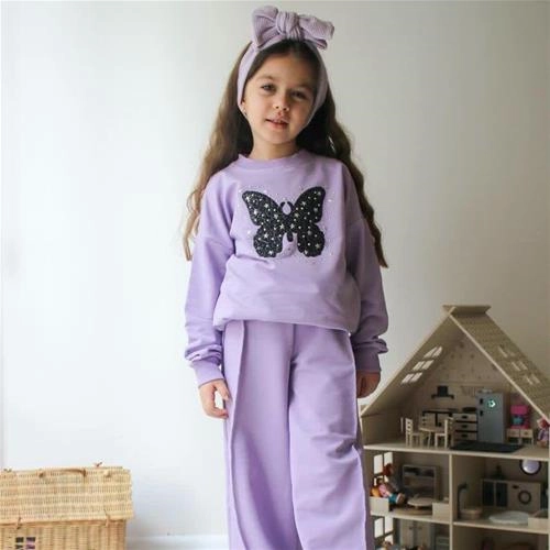 ست دو تیکه دورس شلوار دونخ پروانه مرواریدی ترک کد 18944