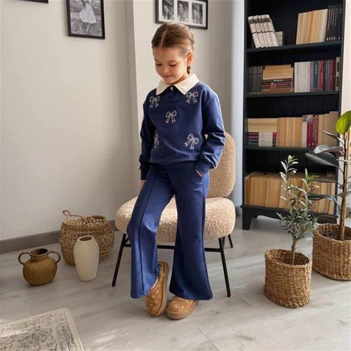 ست دوتیکه پاپیونی یقه خرگوشی ترک 3-12سال کد 18941