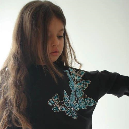 ست دوتیکه دورس شلوار نگین دار پروانه ابی ترک کد 18908