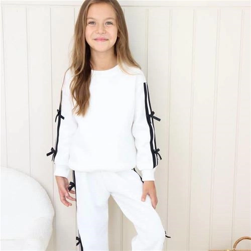 ست دو تیکه کرکدار خط دار بغل پاپیون برجسته ترک 3تا12سال کد 18612