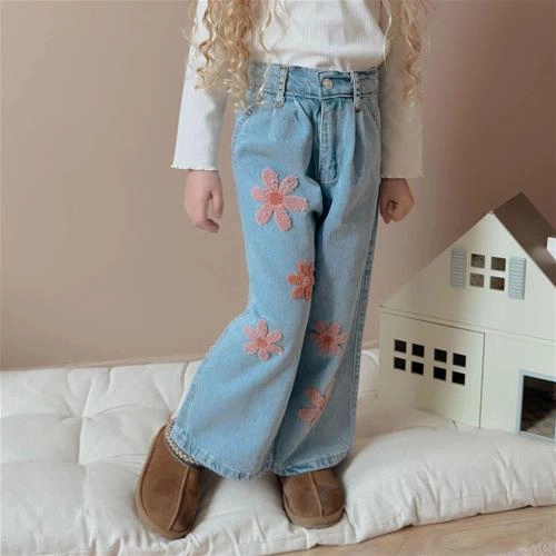 شلوار جین گل برجسته ترک کد 18873