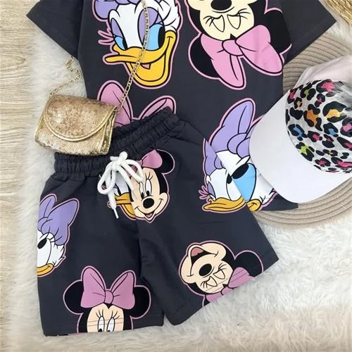 دو تیکه تیشرت شلوارک میکی و اردک زارا ترک کد 6001