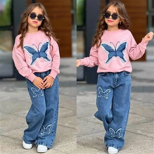 دوتیکه دورس شلوار جین پروانه ترک 4-15سال کد 18904