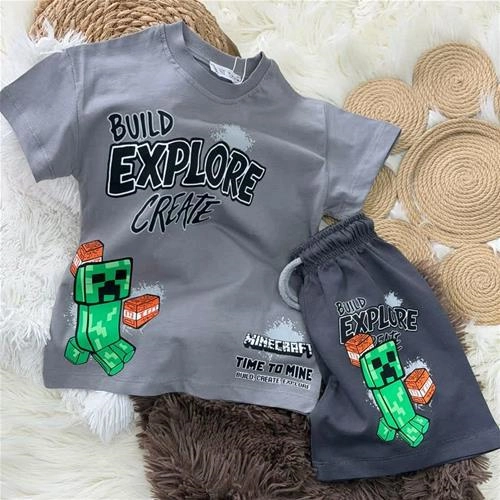 ست دوتیکه تیشرت شلوارک ماینکرافت ترک کد 19008