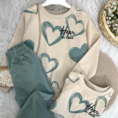 تکرار ست دوتیکه دو نخ دورس شلوار طرح قلب ترک کد 18763