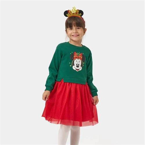 دوتیکه تل و پیراهن کرکدار خفیف  میکی کریسمسی 4-7سال  ترک کد6219