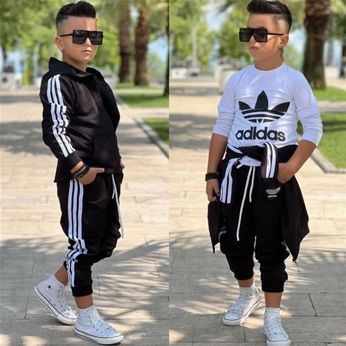 سه تیکه سویشرت و شلوار و بلوز نخ پنبه  ادیداس 3-12 سال ترک کد 1010