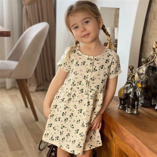 پیراهن موسلین الیاف طبیعی ترک 3-10سال کد 5866