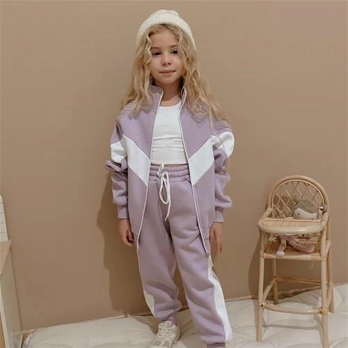 دوتیکه سوشرت شلوار دورنگ کرکدار ترک 5-14سال کد18714