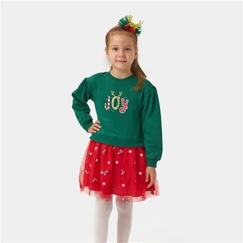 دوتیکه پیراهن و تل کریسمسی ترک 2-5سال کد 18724