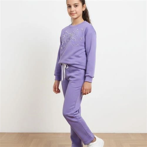 ست دو تیکه دورس شلوار پاپیون مرواریدی یاسی ترک کد 18842