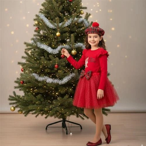 ست سه تیکه دورس دامن و کلاه کریسمسی ترک کد 18745