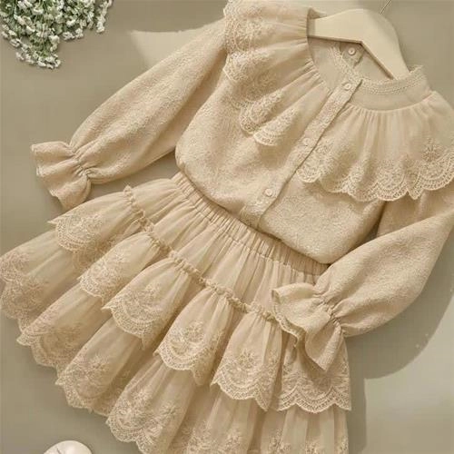 دوتیکه شومیز دامن دانتل  ترک1-4سال  کد 18926