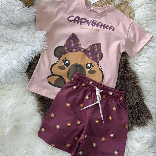 ست دوتیکه تیشرت شلوارک capybaraترک کد 19010