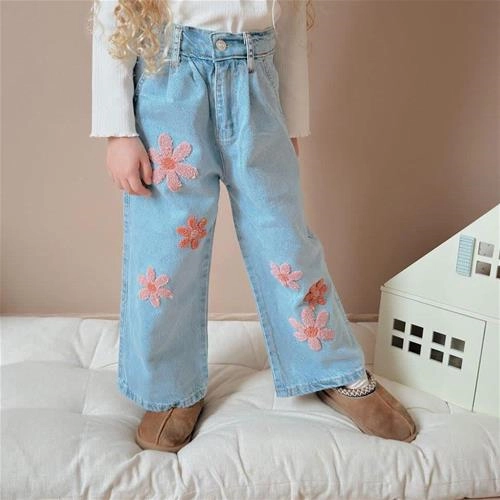 شلوار جین گل برجسته ترک کد 18873