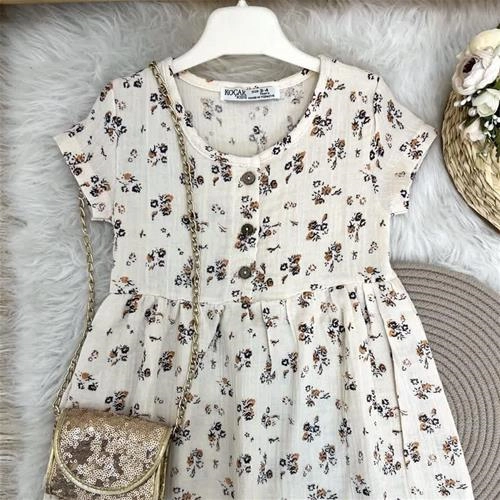 پیراهن موسلین الیاف طبیعی ترک 3-10سال کد 5866