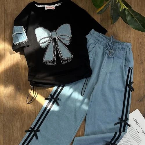 دوتیکه ست نگین دار پاپیون  ترک 4-15سال کد 18540