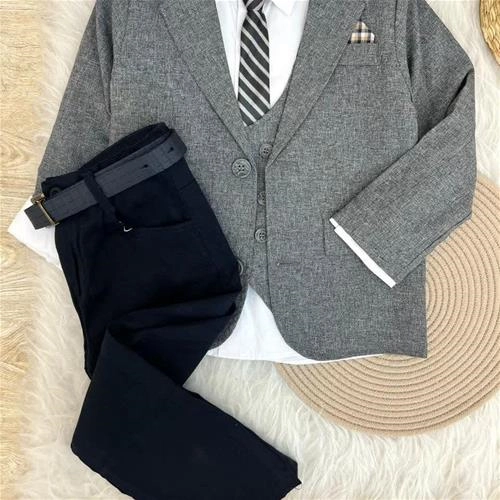 شش تیکه کت شلوار جلیقه پیراهن کراوات کمربند ترک کد 10352