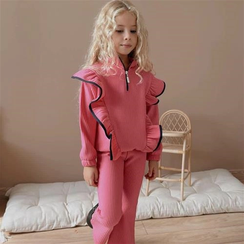 ست دوتیکه کرکدار چین دار کبریتی ترک 4-12سال کد 18561