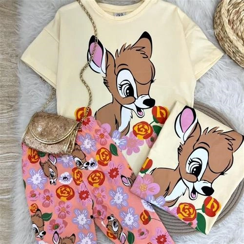 دو تیکه تیشرت شلوارک اهو گلدار زارا ترک کد 5940