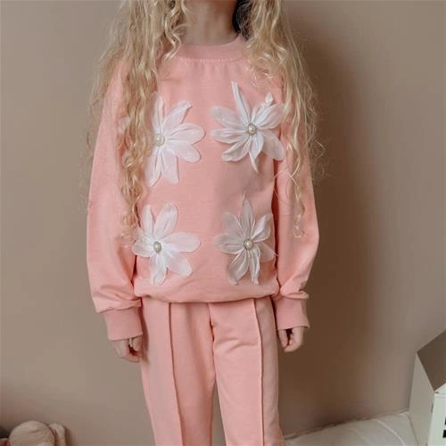 ست دوتیکه دورس شلوار گل برجسته گلبهی ترک کد 18866