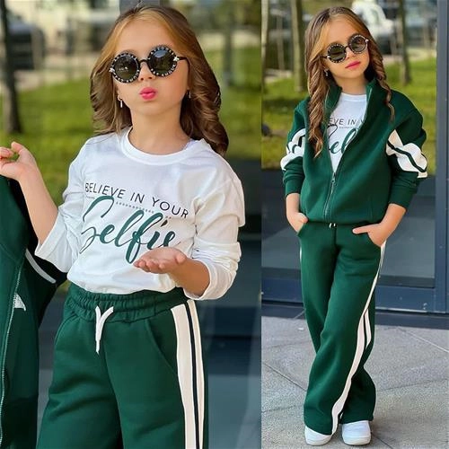 تکرار سه تیکه سویشرت شلوار و بلوز کرکدار ترک 5-14سال کد 18598