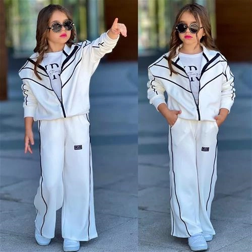 تکرار سه تیکه سویشرت شلوار و بلوز استین بلند ترک 5-14سال کد 18543