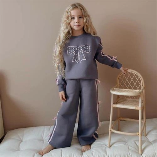 ست دو تیکه کرکدار پاپیون نگین دار ترک کد 18671