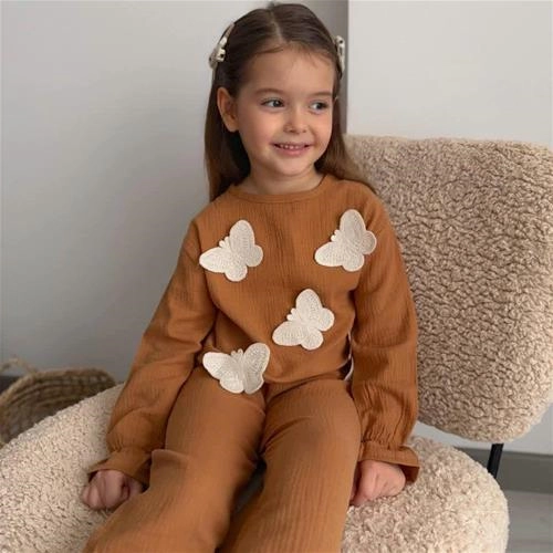 ست دوتیکه موسلین ترک گل برجسته 2-10سال کد 18915