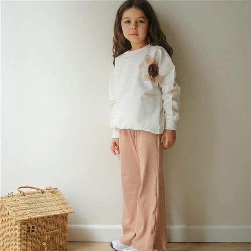 ست دو تیکه دورس شلوار کبریتی گل برجسته کرمی ترک کد 18920