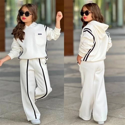 تکرار ست دوتیکه کرکدار هودی شلوار ترک 5-14سال کد 18574