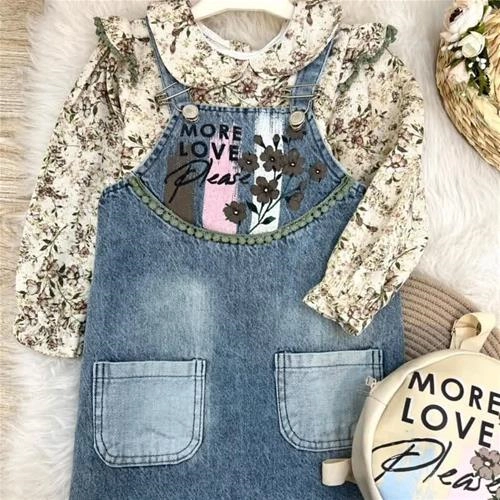 سه تیکه شومیز بیلر و کیف گلدار دخترانه ترک کد 5443