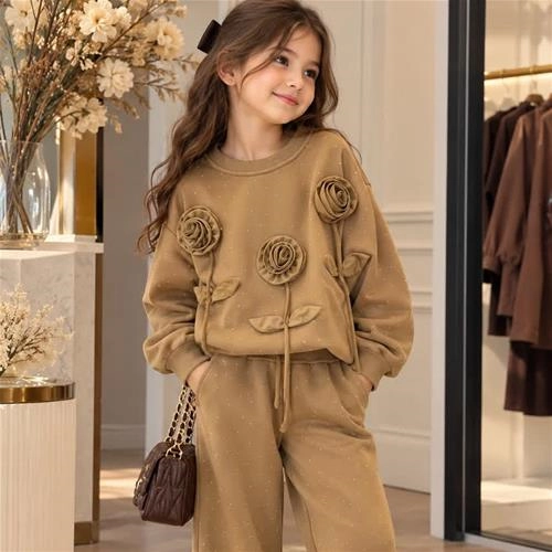ست دوتیکه دورس شلوار  نگین دار  جدید 4-15سال ترک کد 18909