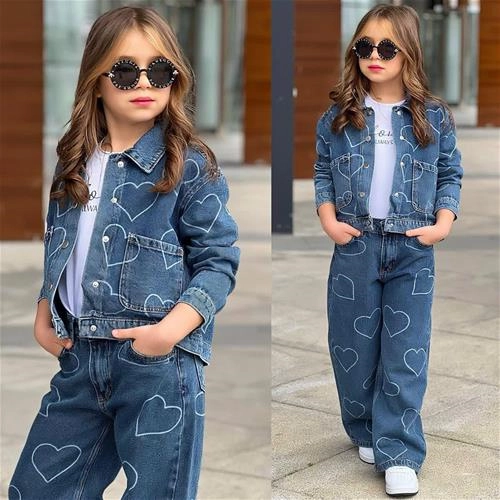 سه تیکه جین کت و تیشرت شلوار جین ترک  5-14سال کد 18805